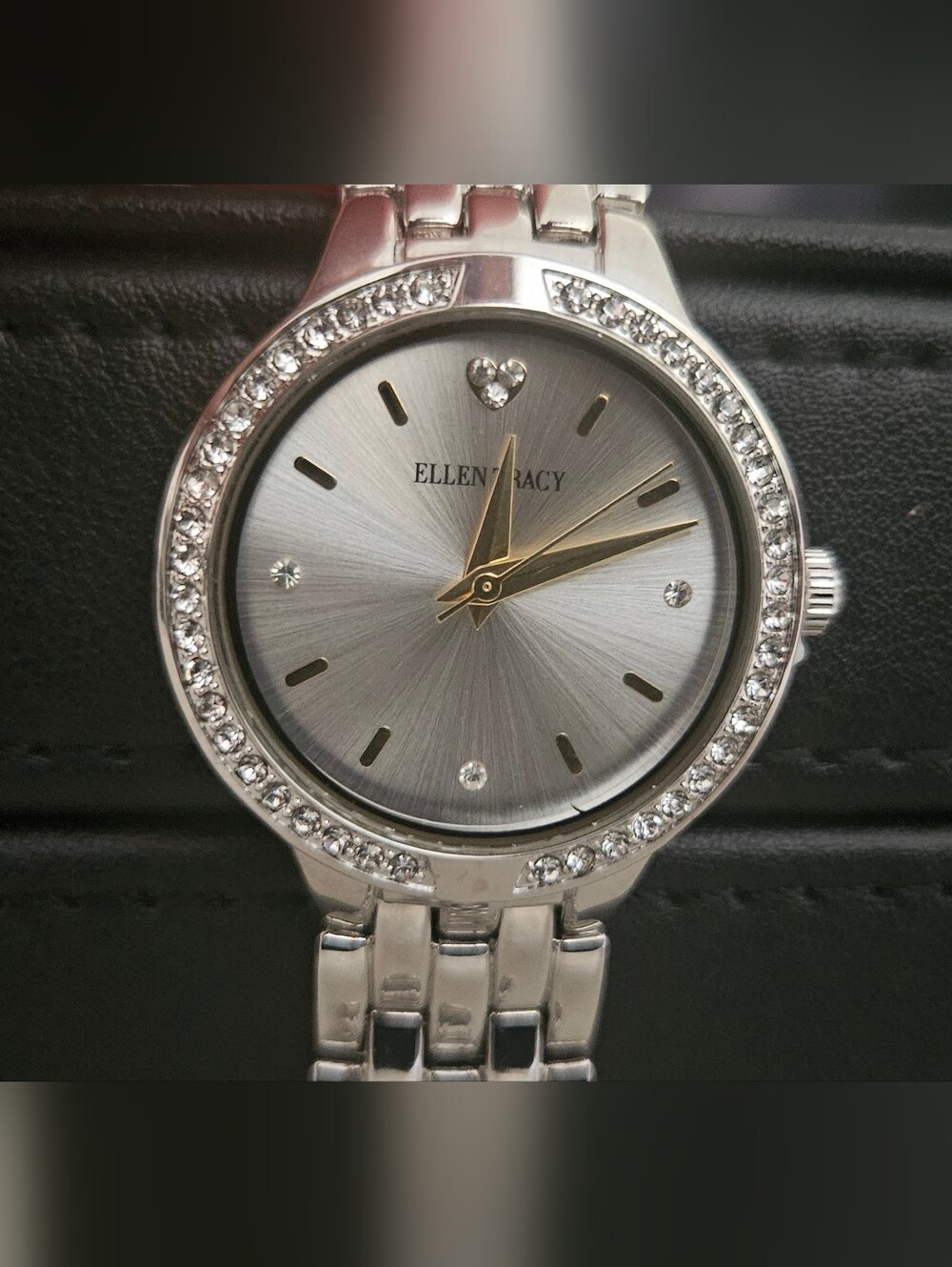 New-Ellen Tracy Silver Crystal Accent Women's Watch